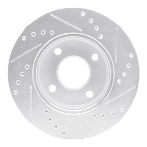 Ford Ikon Brake Rotor (1) - Front Left - R1 Concepts - Drilled & Slotted - Silver - `00-`15